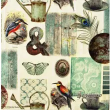 Serwetka do decoupage kolaż z pawim piórem  33x33 Ambiente Unikat
